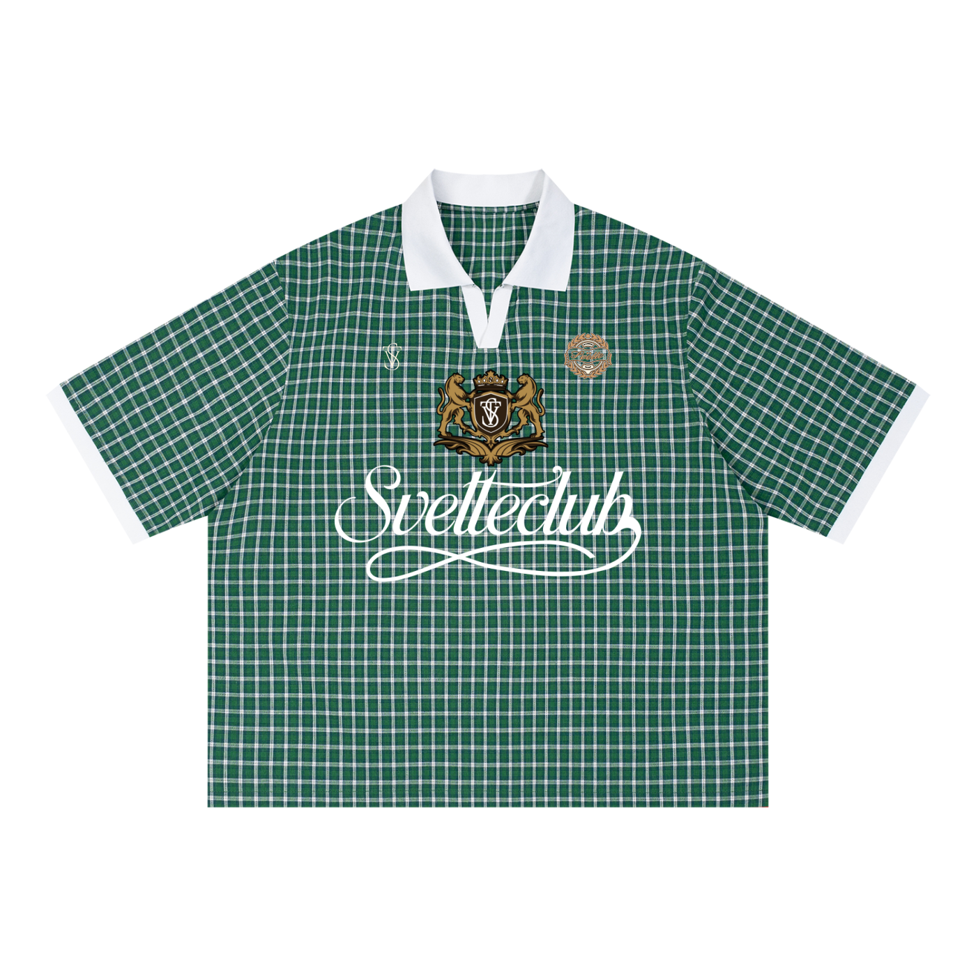 Svelte Club Boxy Plaid Color Block Polo Shirt