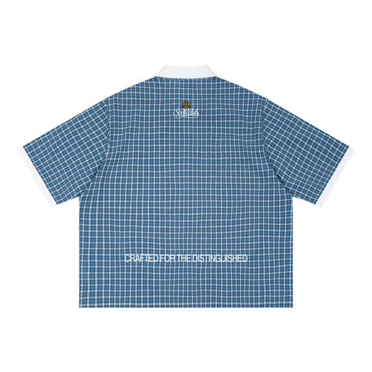 Svelte Club Boxy Plaid Color Block Polo Shirt