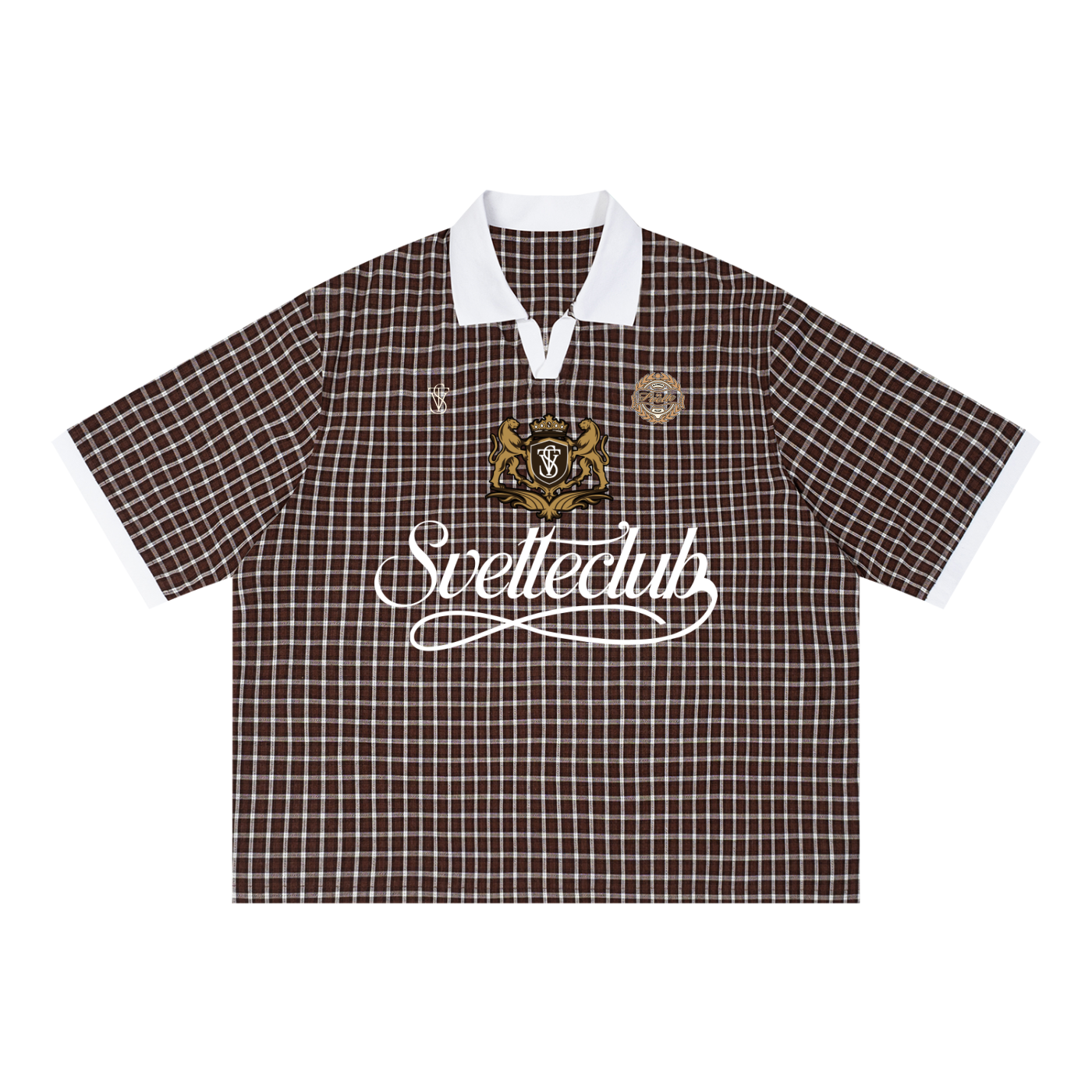 Svelte Club Boxy Plaid Color Block Polo Shirt