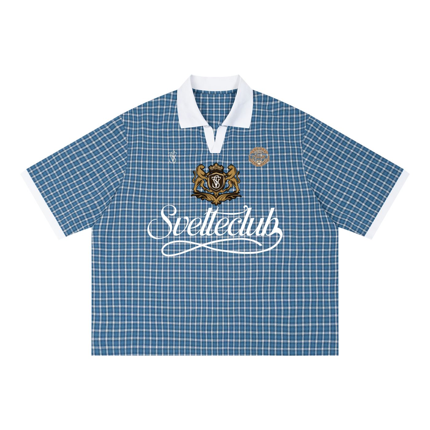 Svelte Club Boxy Plaid Color Block Polo Shirt