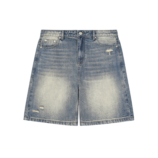 Svelte Faded Distressed Baggy Denim Shorts